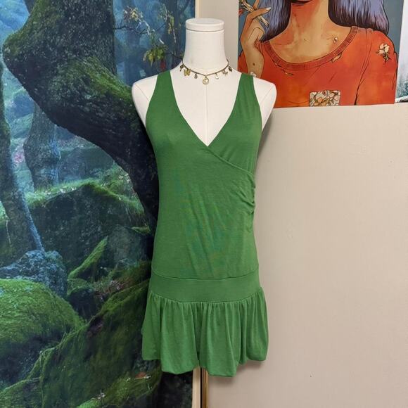 licorice green ruffle hem mini dress y2k retro summer casual - Picture 5 of 5